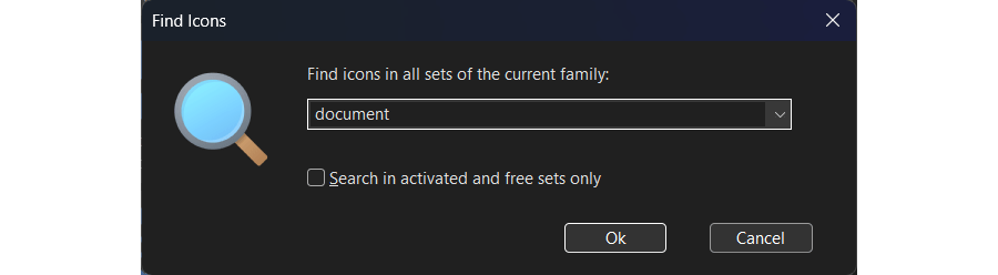 Find Icons dialog