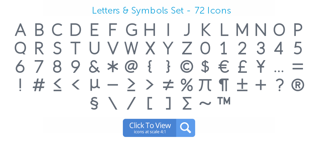 Letters Symbols icons preview