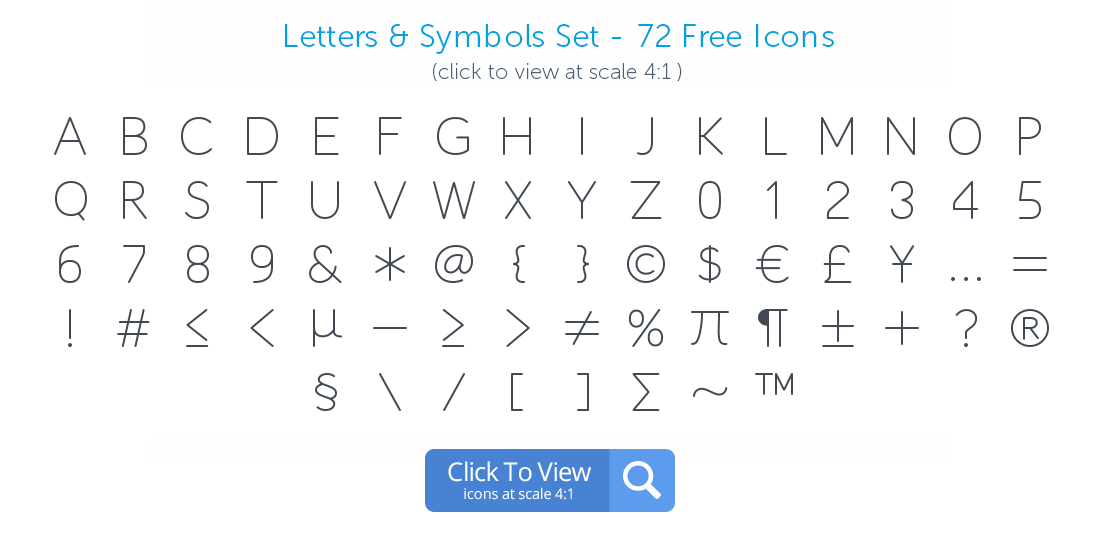 Letters Symbols icons preview