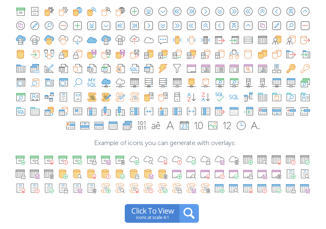 Database icons preview